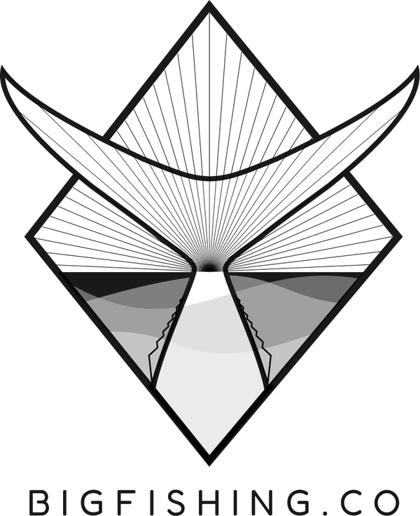 Black and white geometric logo with 'BIGFISHING.CO' text below